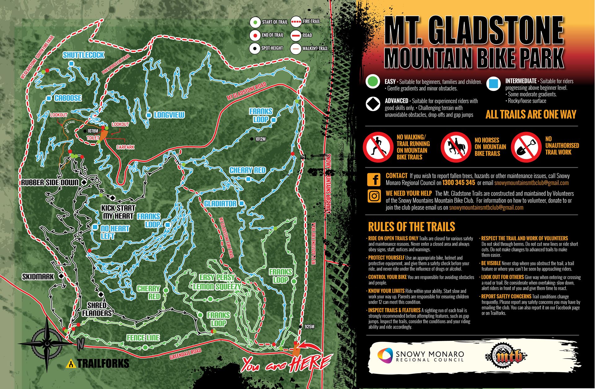 Mt Gladstone trail map